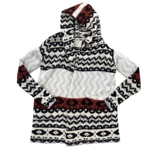 Abercrombie & Fitch Wool Alpaca Acrylic Blend Hooded Aztec Cardigan Size Small‎